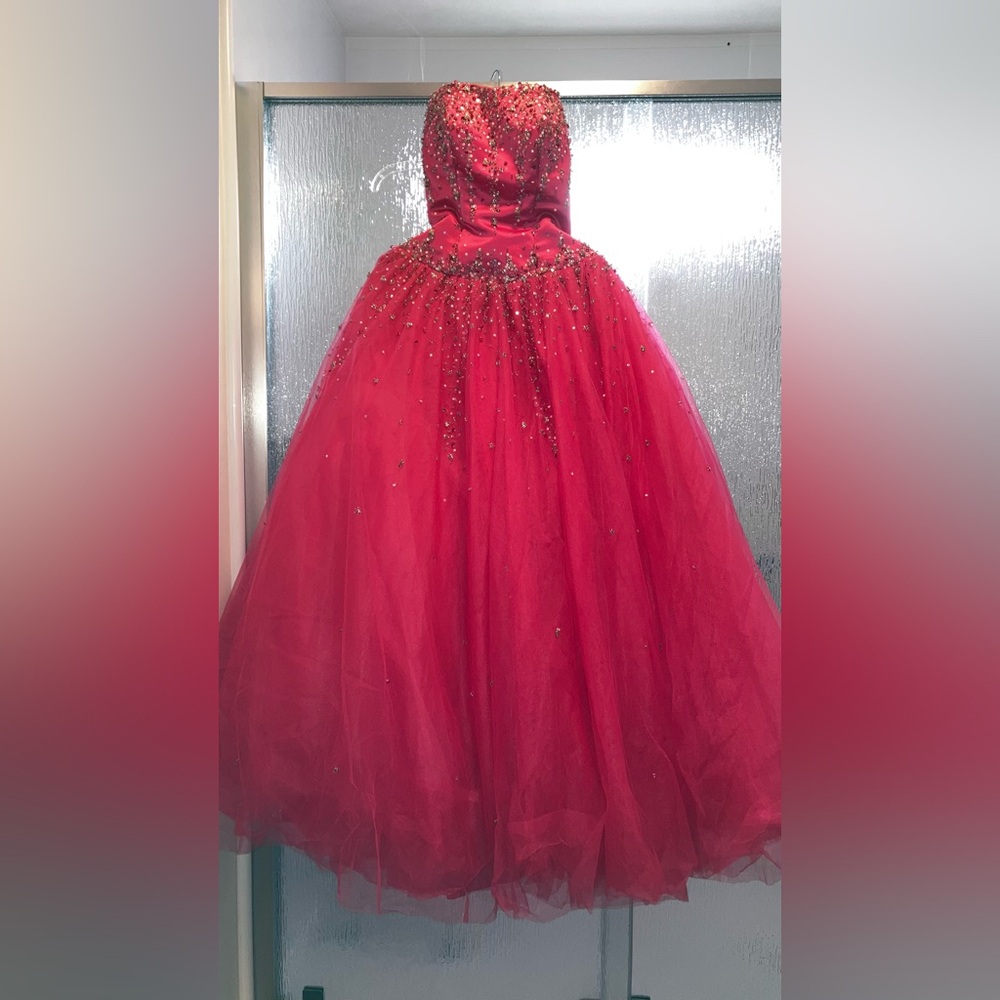 Alyce pink/Fuchsia colored Sequin Ball Gown Prom Dress (14 layers of dress)
